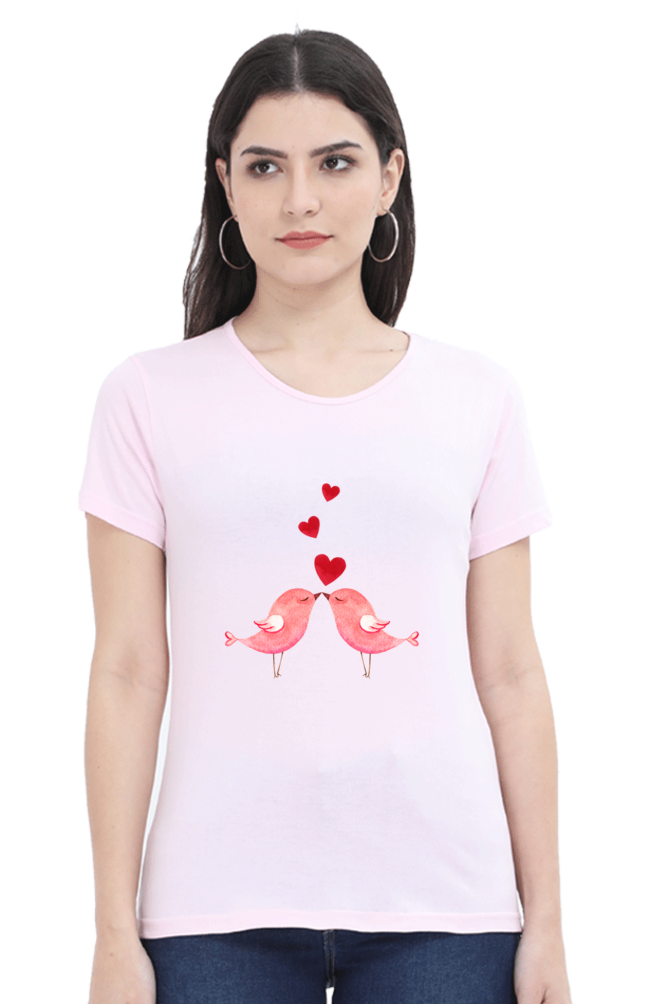 Lovestruck Birds Round Neck T-Shirts