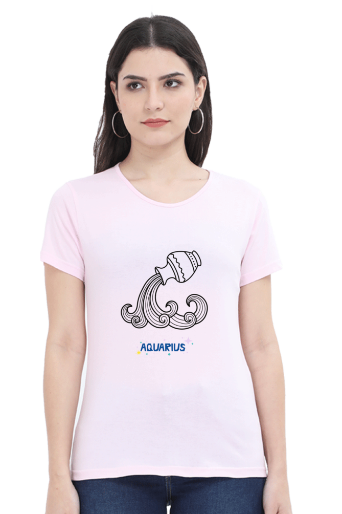 Aquarius Zodiac Female Round Neck T-Shirt