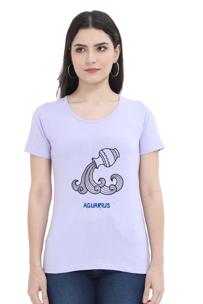 Aquarius Zodiac Female Round Neck T-Shirt