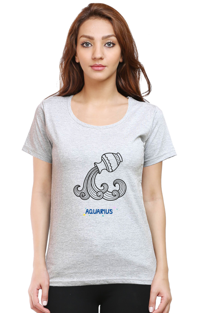 Aquarius Zodiac Female Round Neck T-Shirt