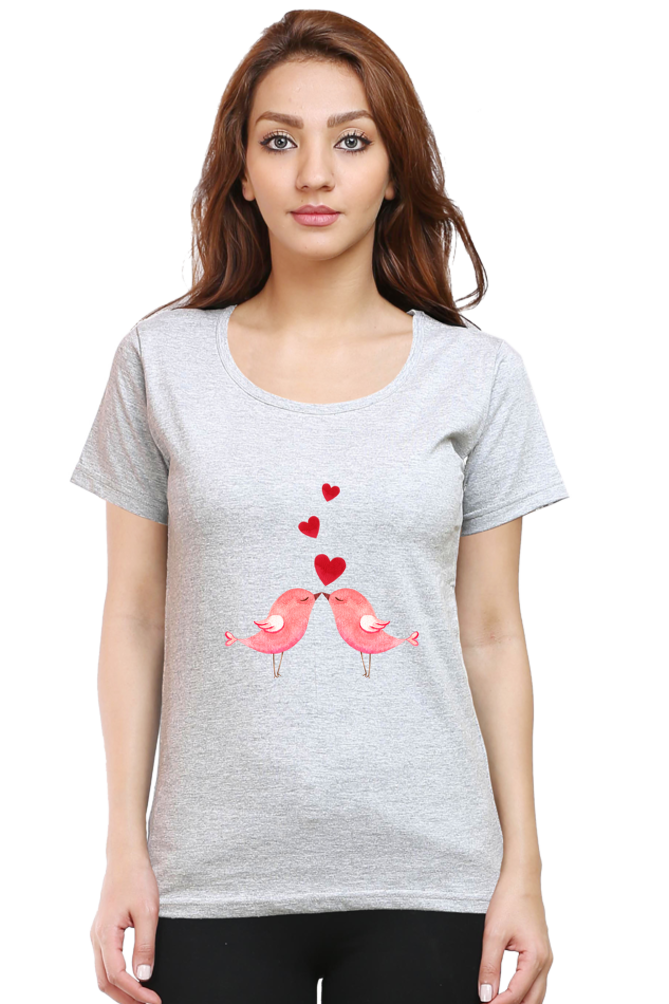 Lovestruck Birds Round Neck T-Shirts