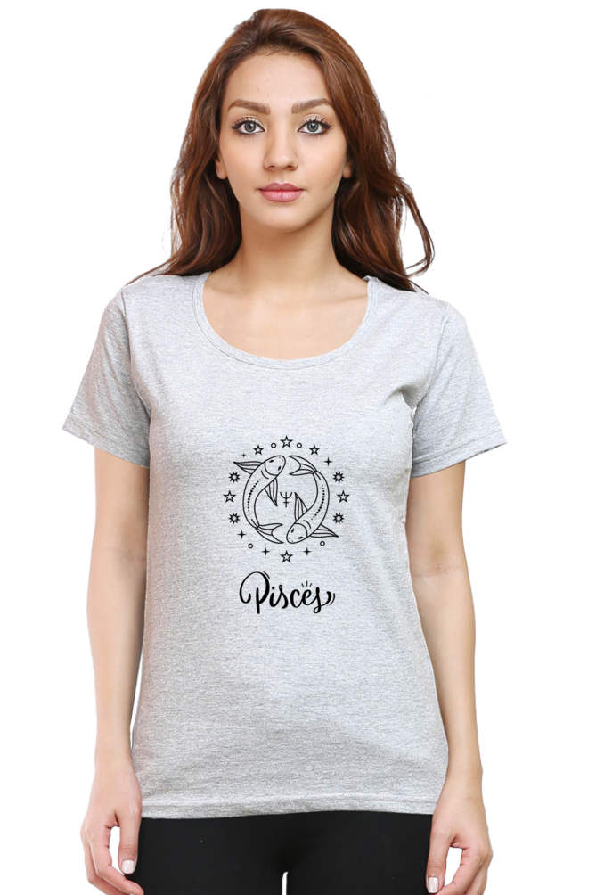 Pisces Zodiac Female Round Neck T-Shirt