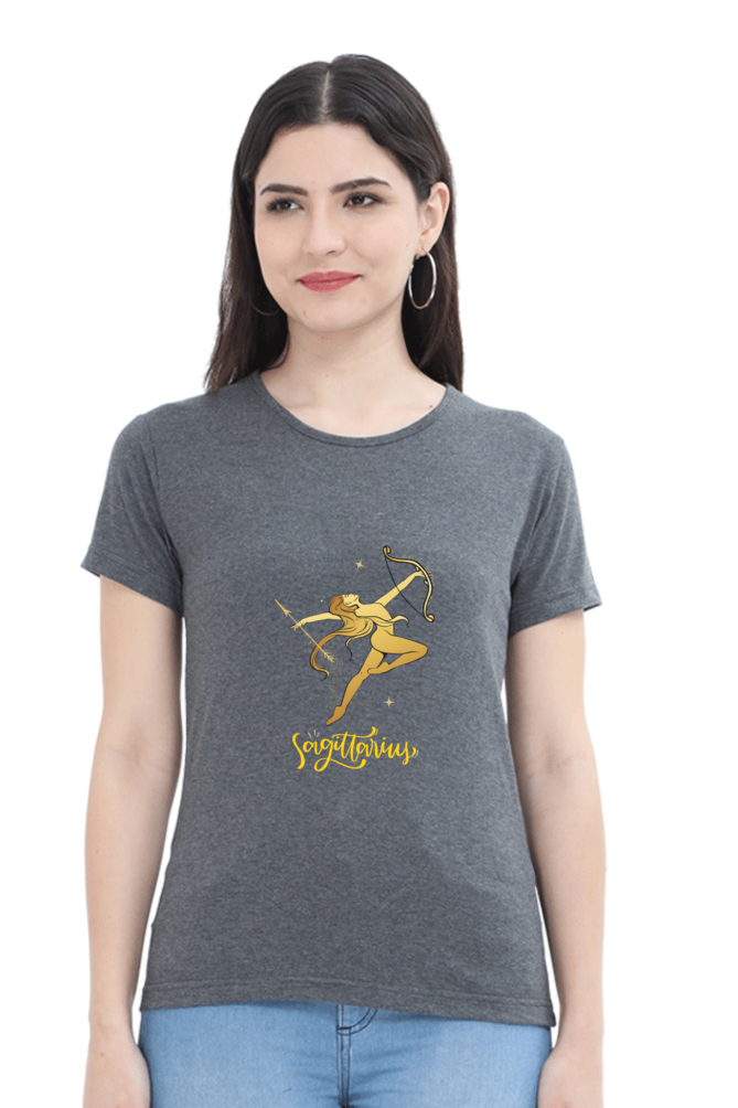 Sagittarius Zodiac Female Round Neck T-Shirt