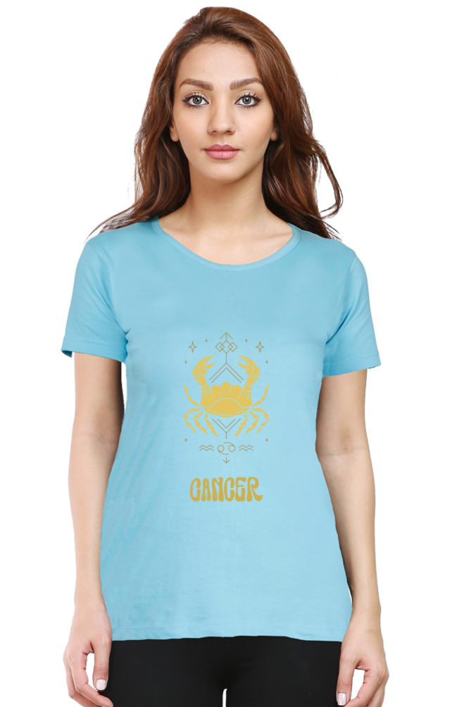 Cancer Zodiac Female Round Neck T-Shirt