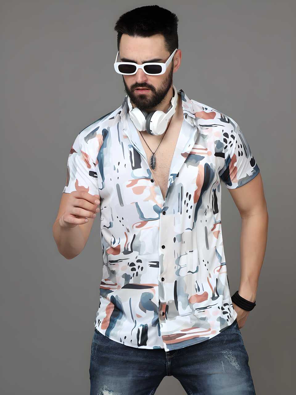 Men's Printed Rayon Half Sleeves Shirt