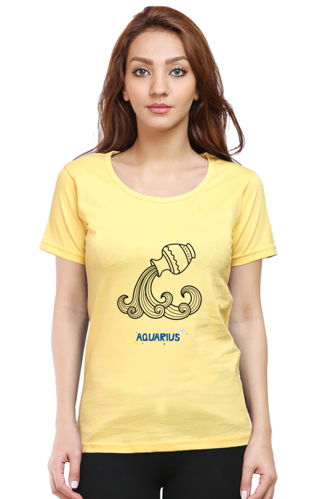 Aquarius Zodiac Female Round Neck T-Shirt