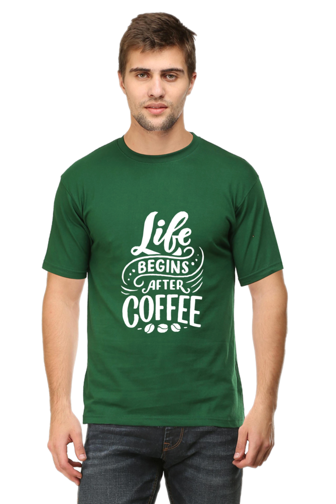 Life Begins After Coffee Round Neck T-Shirt