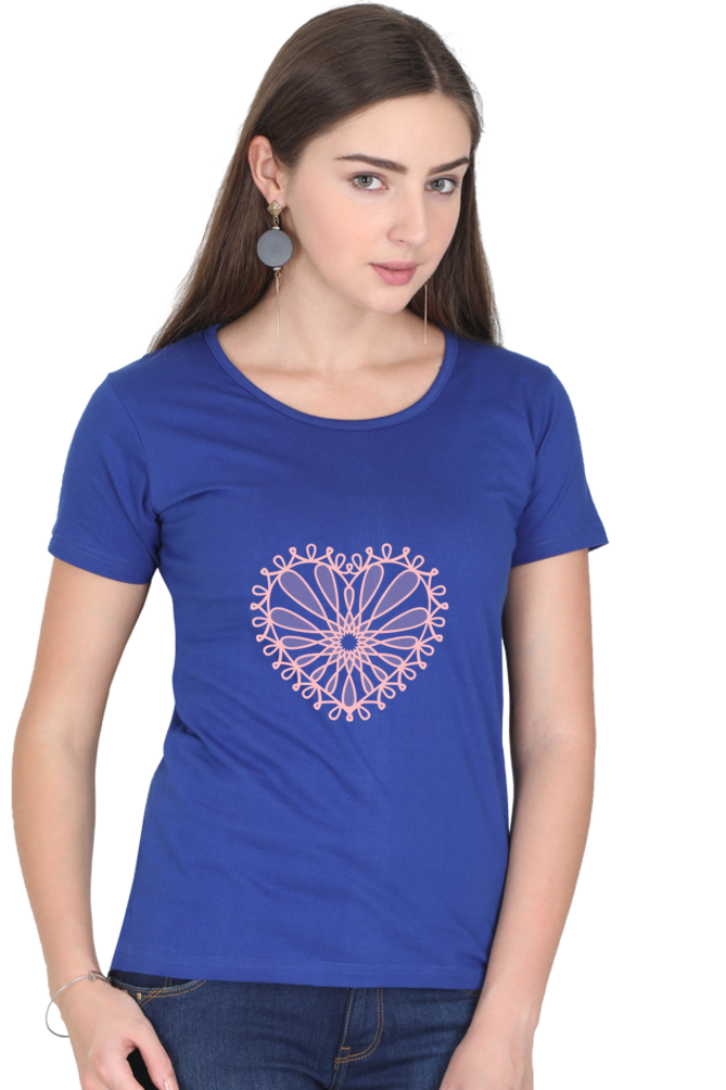 Heart Flower Round Neck T-Shirt