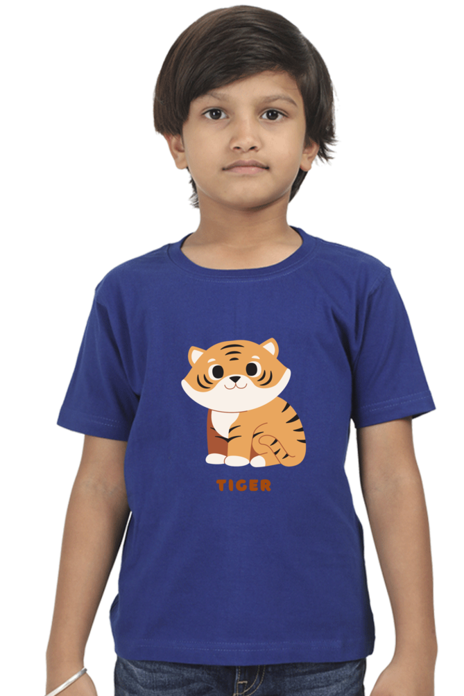 Boys Round Neck Tiger