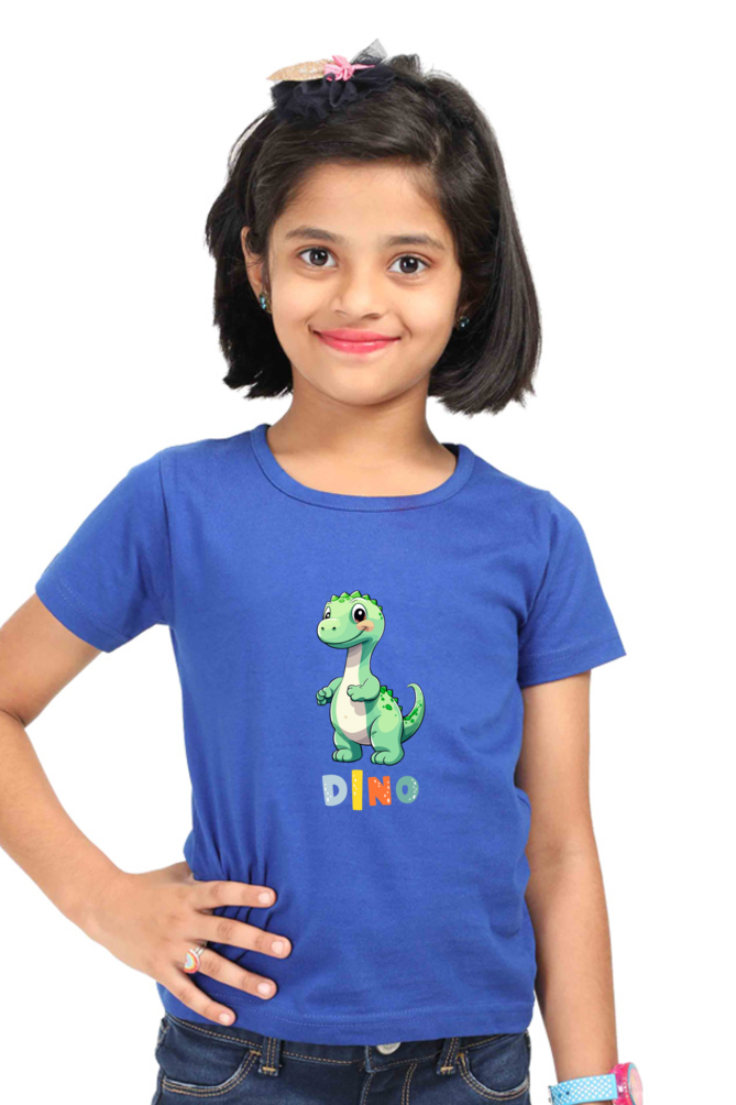 Girls Round Neck Dino