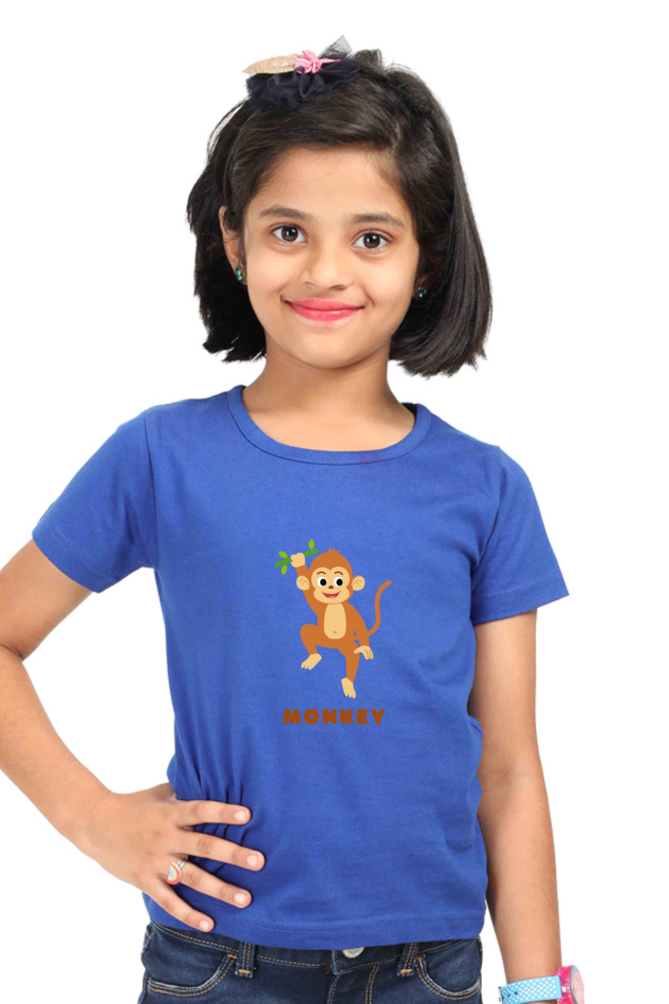 Girls Round Neck Monkey