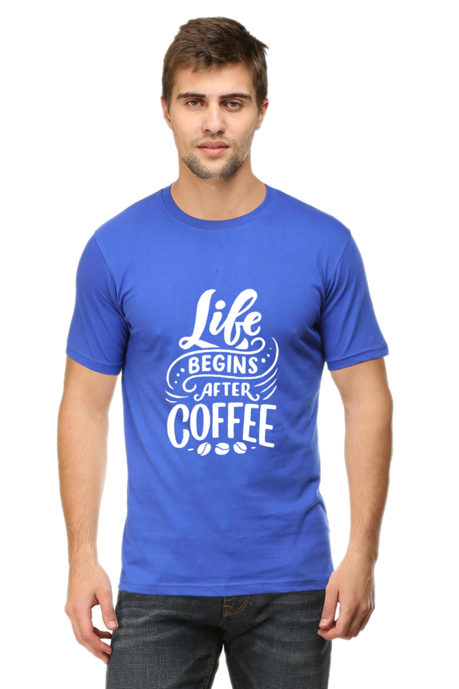 Life Begins After Coffee Round Neck T-Shirt