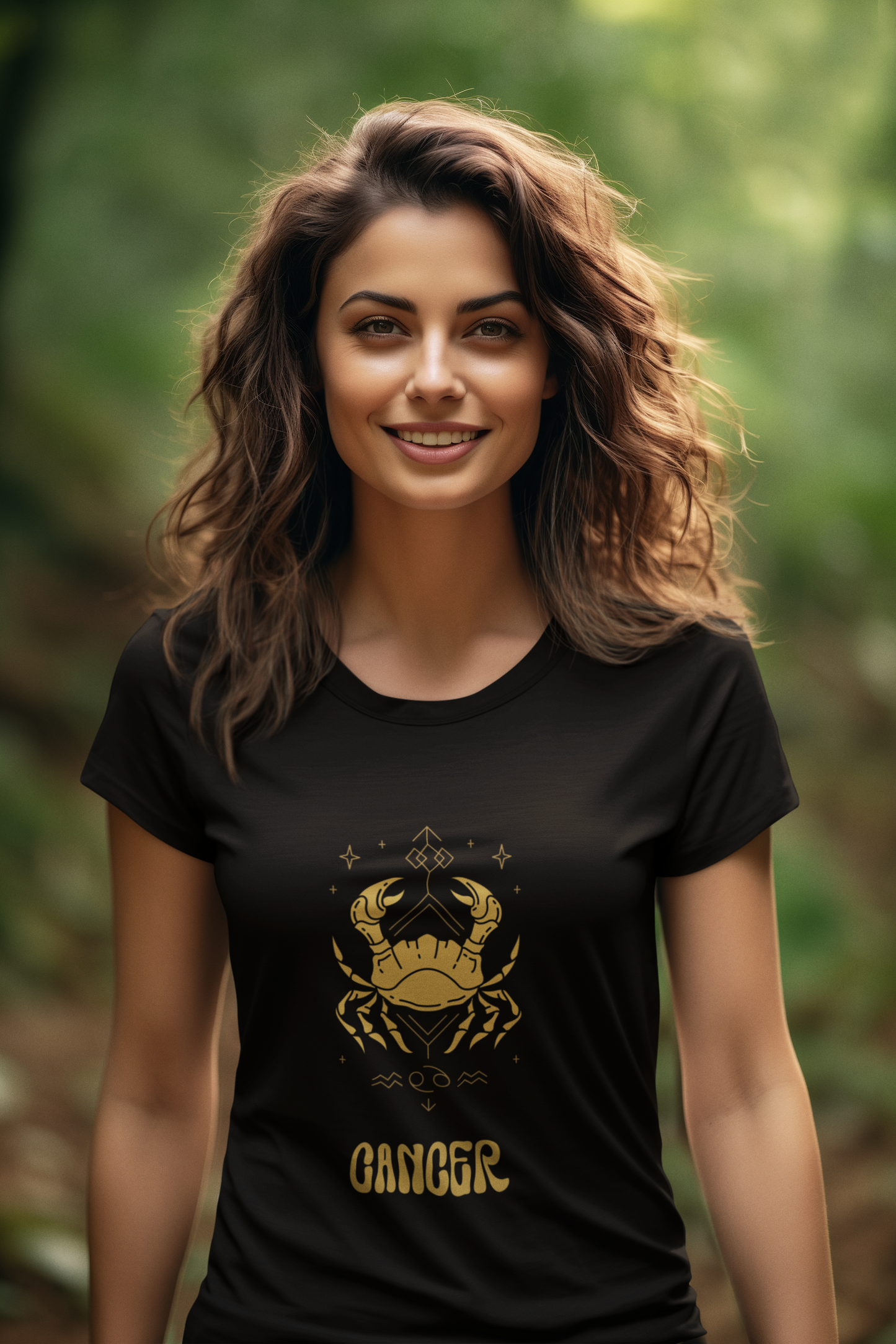 Cancer Zodiac Female Round Neck T-Shirt