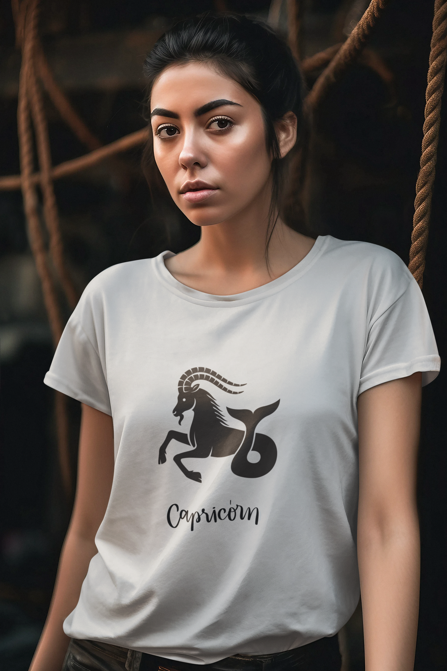 Capricorn Zodiac Female Round Neck T-Shirt