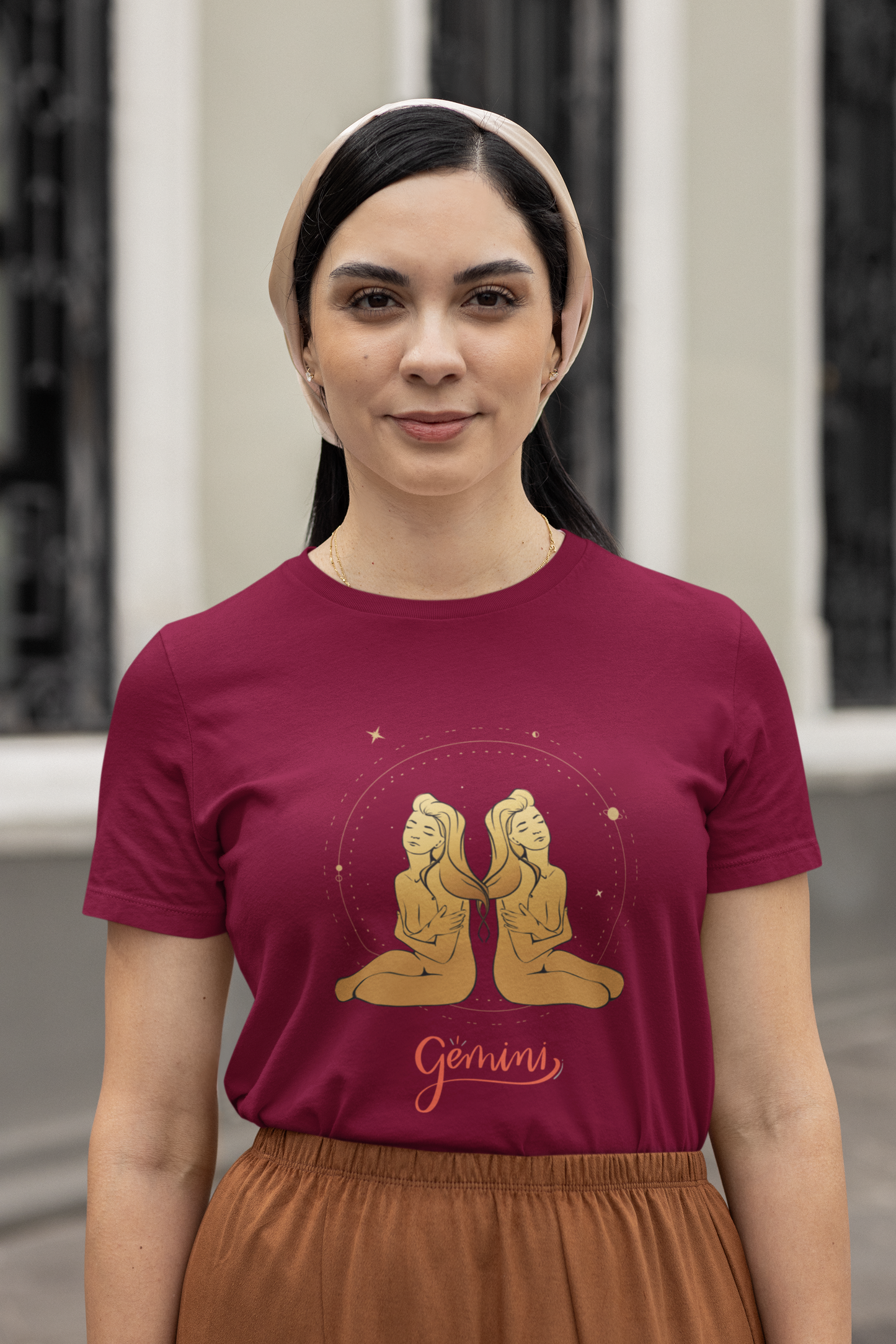 Gemini Zodiac Female Round Neck T-Shirt