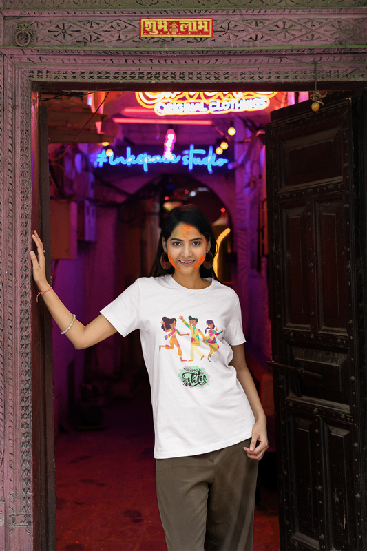 Holi With Friends Round Neck T-Shirt for Women