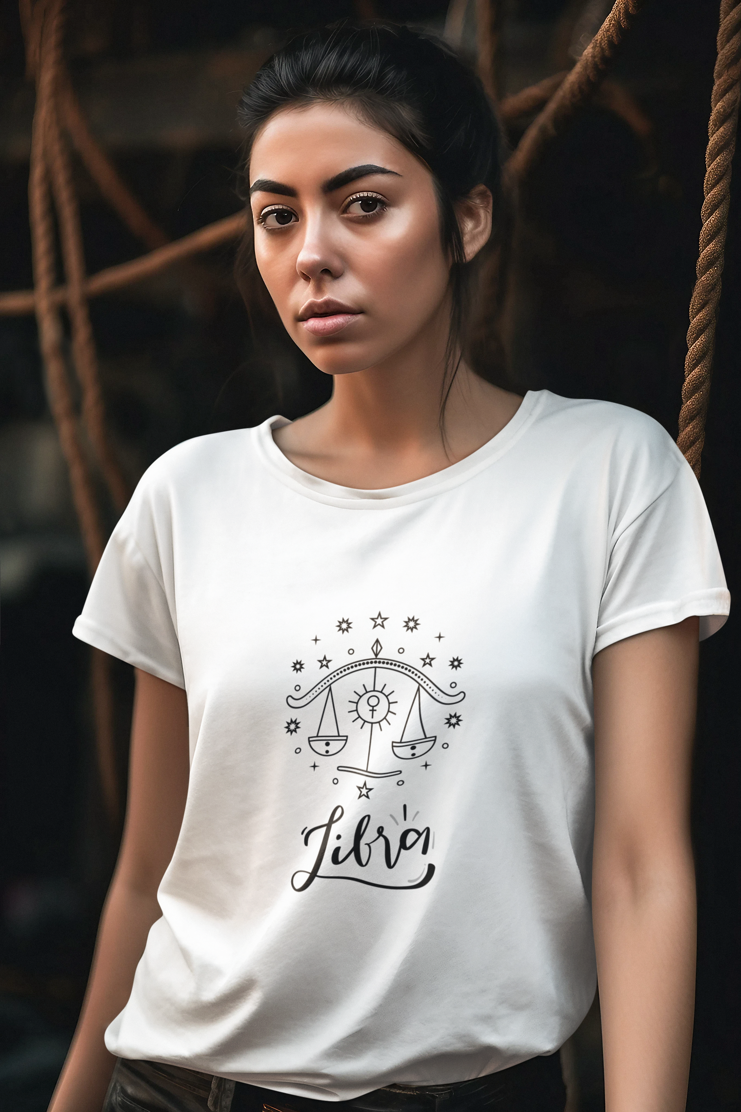 Libra Zodiac Female Round Neck T-Shirt