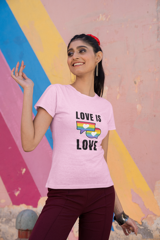 Love Is Love Round Neck T-Shirt Light Baby Pink