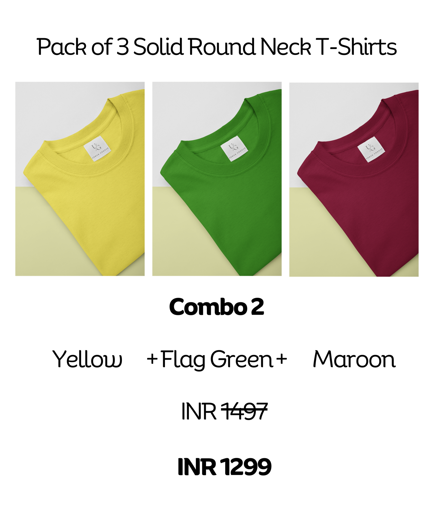 Pack of 3 Solid Round Neck T-Shirts Combo 2