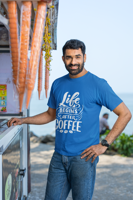 Life Begins After Coffee Round Neck T-Shirt