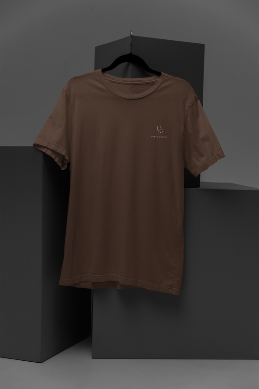 Round Neck Solid Coffee Brown