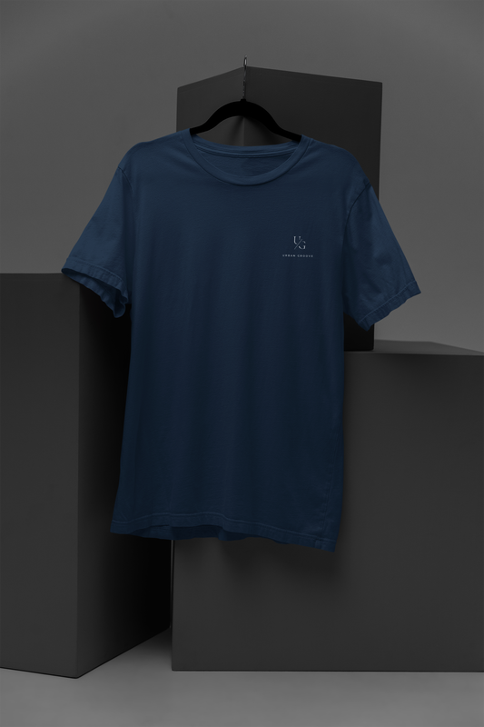 Round Neck Solid Navy Blue