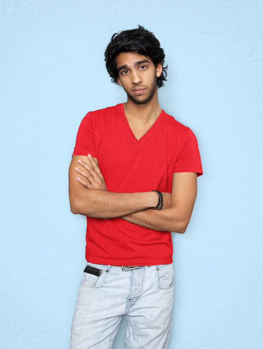 V-Neck Solid Red