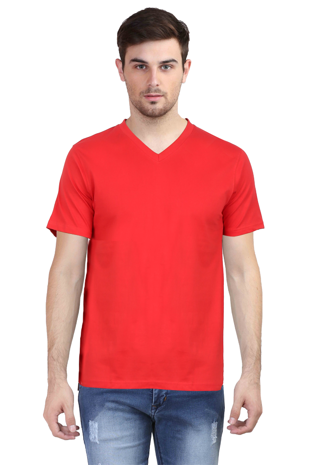 V-Neck Solid Red