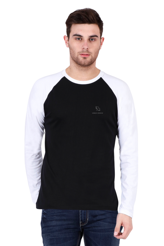 Full Sleeve Plain Raglan T-Shirt White n Black