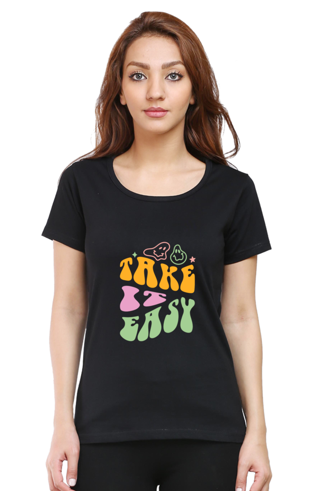 Take It Easy Round Neck T-Shirt Black