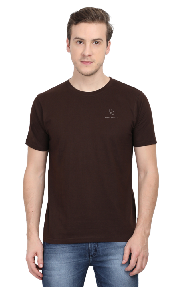 Round Neck Solid Coffee Brown