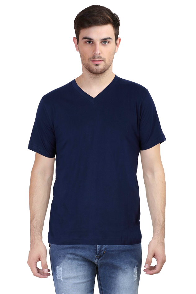 V-Neck Solid Navy Blue