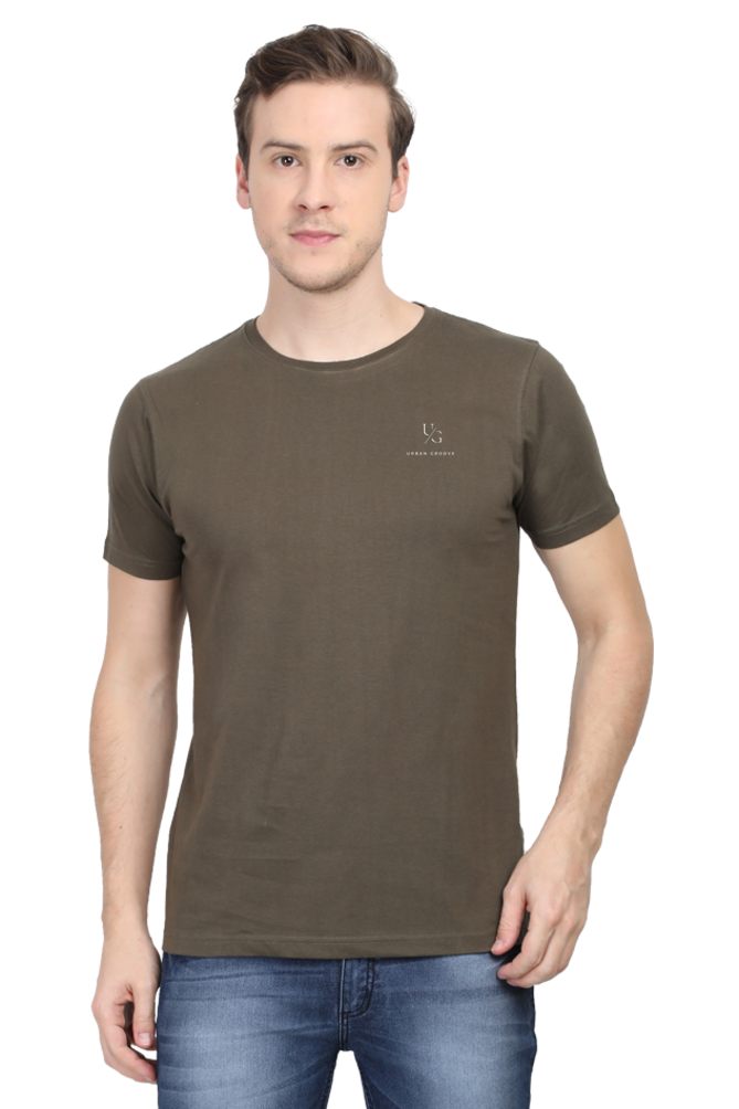 Round Neck Solid Olive Green